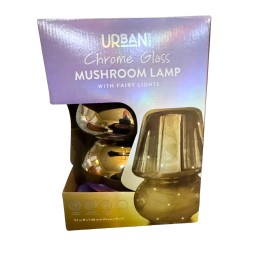 Urban Shop Chrome Glass Mushroom Lamp With LED Fairy Lights 5.1 in W x 7.48 in H