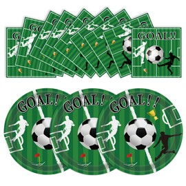 EVYIENEN 50 Pcs Soccer Plates and Napkins Party Supplies, Soccer Birthday Party Decorations Tableware Set for Sports Theme Birthday Partys Table Decor-Serves 25