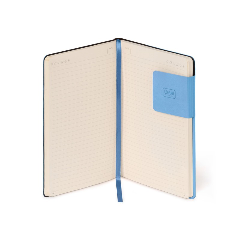 Legami - My Notebook, 6mm Lined Notebook, Retro Blue, Medium,