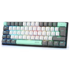 TERPORT Teclado Mecánico Español de 62 Teclas, Teclado Inalámbrico Z11 E162 con 3 Modos Conexión, Teclado Gamer 20 RGB Retroiluminación, Keyboard RGB de Personalizado, Hotswap Red Switch, Para Win/Mac