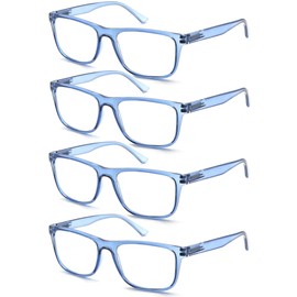 OLOMEE Large Reading Glasses Mens Oversized Wide Readers +1.50 Lightweight Square Magnifying Cheaters for Men W/Big Head 4 Pack