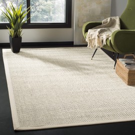 Safavieh Natural Fiber Collection NF150B Border Sisal Area Rug, 6' x 9', Black / Ivory