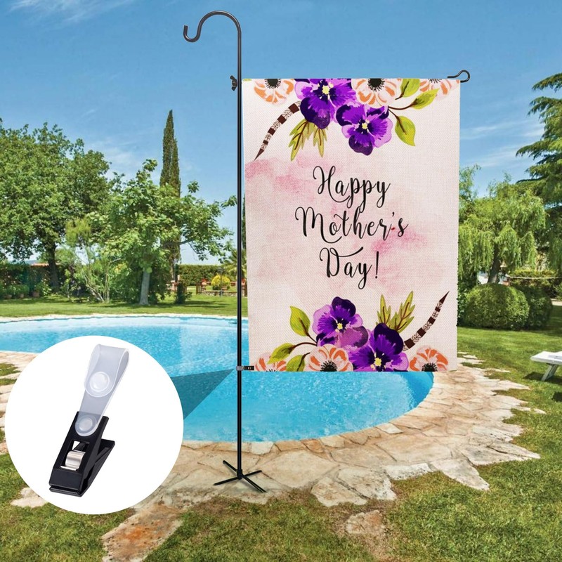 Lekgavd 10PCS Black Garden Flag Clips, Plastic Anti-Wind Yard Flag