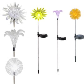 Outdoor Solar Powered LED Garden Lights Landscape Lighting Waterproof Multicolor Color Changing Stake Light for Patio Yard Pathway Flowerbed Lawn Christmas Decoration Figurine Dandelion Lily Sunflower