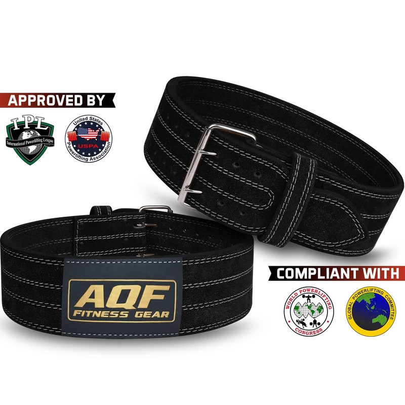 AQF Weight Lifting Nubuck Leather Powerlifting Belt Back Support –