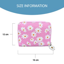 David Viggers - Cute Daisy Pattern Purse for Women and Girls - Small with Zipper and Daisy Charm - Faux Leather Coin Purse - 16cm L x 12cm W - Accessories for Women and Girls