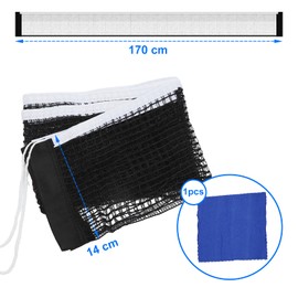 APOMOONS Tischtennisnetz für Jeden Tisch Nylon Ersatznetz Tragbares Ping Pong Netz für Tischtennisplatte mit Blauer Kleiner Lappen für Outdoor & Indoor 170cm Schwarz