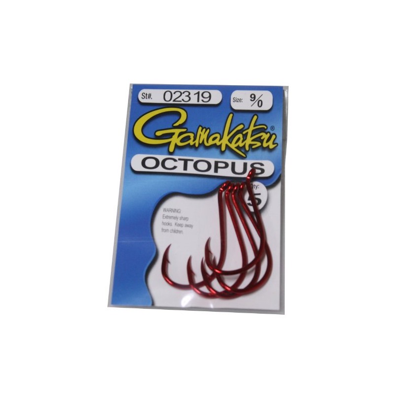 Gamakatsu Octopus Hook-10 Per Pack (Red, 8)