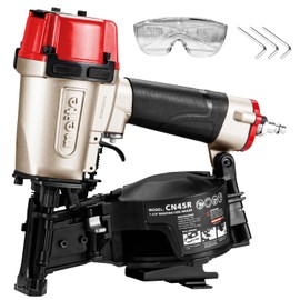 meite Roofing Nail Gun CN45R Coil Roofing Nailer, Heavy Duty 15 Degree Pneumatic Power Nailers for Asphalt Roofing Shingles, Tool-free Depth & Dual Firing Modes, Accepts 7/8" to 1-3/4" Roof Nails