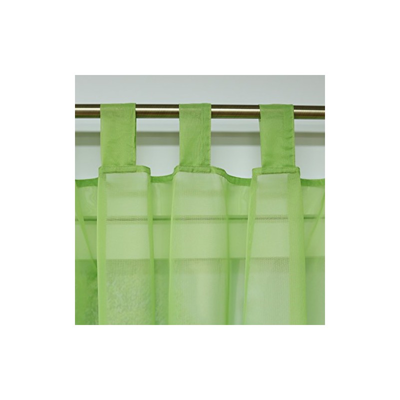 ESLIR Curtains with Tabs Window Curtain Transparent Voile Green W