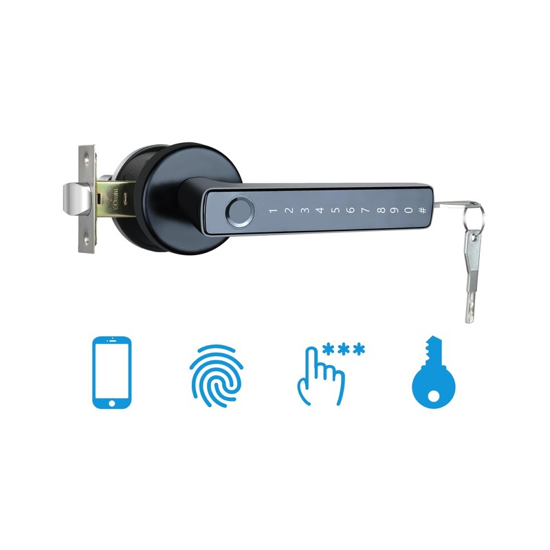 ETEKJOY Smart Door Lever Lock 4-in-1 App+Fingerprint+Passcode+Key Left/Right Reversible Handle