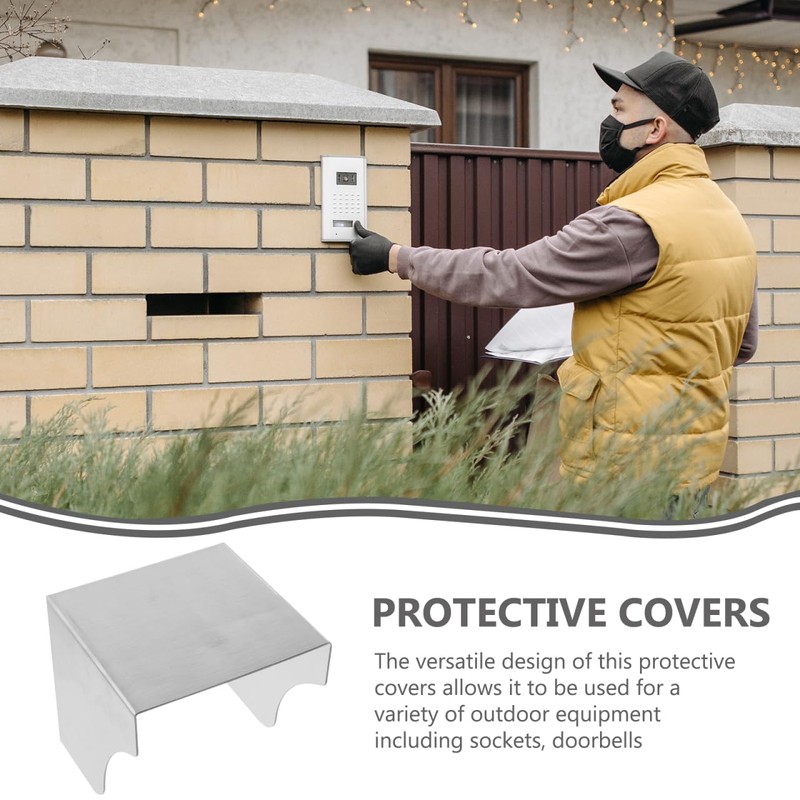 Operitacx Doorbell Cover Weatherproof Stainless Steel Door Access Protective Cover