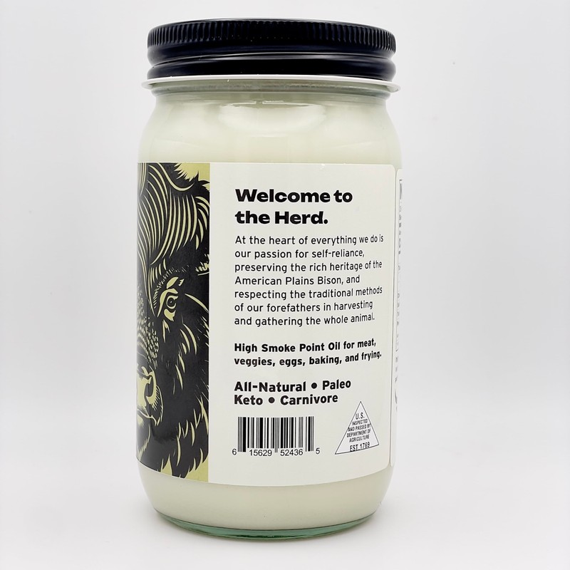 Big Crazy Buffalo Bison Tallow Cooking Oil, For Baking, Frying,