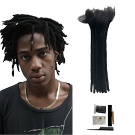 Netoe Loc Extensions Human Hair Dreadlock Extensions Permanent Locs Extensions Human Hair 10 Inch 10 Strands Natural Black Permanent Handmade Dreadlocks For Women & Men Daily Wear