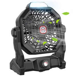 JINLICTE Camping Fan with LED Lantern, 36 Hours 9 Inch Portable Rechargeable Battery Powered Fan with Stepless Speed and Quiet Battery Operated for Picnic, Barbecue, Fishing, Travel, Home, Tent