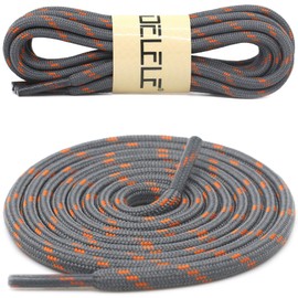DELELE 2 Pair Thick Round Climbing Shoelaces Gray Orange Dots Hiking Shoe Laces Boot Laces 41 inch