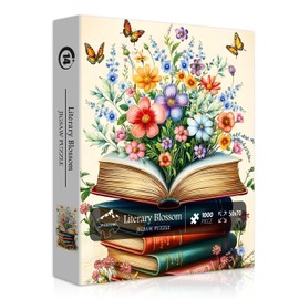 Wildflower Pages Puzzles for Adults 1000 Pieces, PICKFORU Vintage Literary Blossom Jigsaw Puzzle, Retro Flower Book Page Floral Themed, Spring Plant Art Puzzles for Adults
