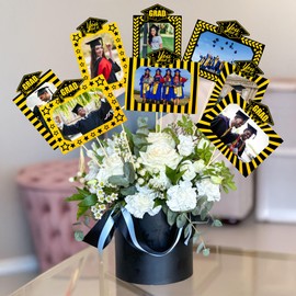 Gyufise 16 Pack DIY Graduation Decorations Class of 2025 Graduation Photo Centerpieces Sticks Table Toppers for College High School Congrats Grad Party Supplies