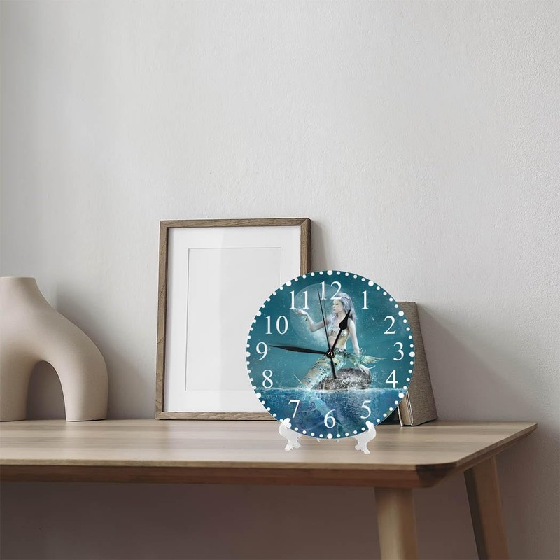 KEEPSUPER Beautiful Mermaid Wall Clock Fantasy Seascape Scenery Clock 10