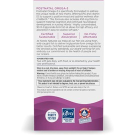 Nordic Naturals Postnatal Omega-3, Lemon - 60 Soft Gels - Comprehensive Omega-3 Support with 1120 Total Omega-3 and 1000 IU Vitamin D3 - Crafted for New Moms; Fosters Optimal Wellness, Positive Mood, and Healthy Metabolism - 30 Servings