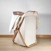 X Frame Laundry Hamper Bamboo Wood Hamper with Lid for
