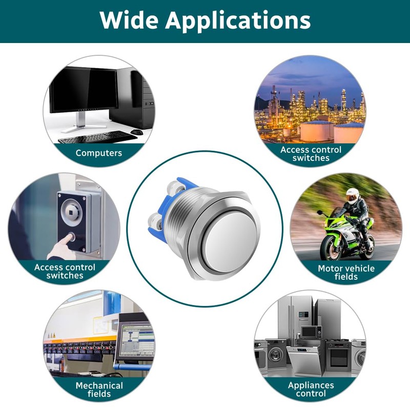 HOTUT 4 Pieces 16 mm Momentary Push Button Switch, Waterproof