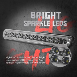 3rd Third Tail Rear Brake Light Replacement For 1988 1989 1990 1991 1992 1993 1994 1995 1996 1997 1998 1999 Chevy GMC C/K-Series GMT400, Waterproof Dual Row Tail Rear Cargo Light Lamp (Chrome Lens)