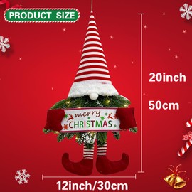Kinyoda Door Wreath Christmas 50 cm Christmas Wreath Door Wreath Welcome Sign, Creative Christmas Decoration Christmas Wreath Christmas Decoration for Door, Front Door, Fireplace, Wall