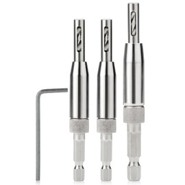 Bates- Self Centering Drill Bit Set, 3 Pack, 7/64", 9/64", 11/64", 1/4” Hex Shank, Self Centering Drill Bits, Self Centering Drill Bit Set for Hinges, Drill Bits Sets, Hex Shank Drill Bit Set