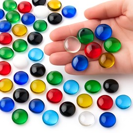ARSUK 2lb Mixed Glass Pebbles (≈200pcs, 0.7" Flat Marbles) – Decorative Glass Gem Stones for Vases, Aquarium Rocks, Crafts, Table Scatter, Wedding Centerpieces & Home Décor