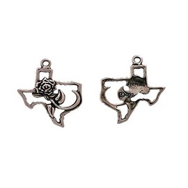 Texas with a Rose Charm for Travel Themed or Keepsake Jewelry Designs DIY Crafting by Wholesale Charms