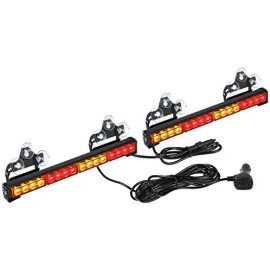 New 32LED 26 Flash Patterns Green/White Safety Warning Lights for Vehicles 2x16.8 Inch Emergency Flashing Traffic Advisor LightLight Color: Amber/red, Rated Power: 36, Beam Angle: Spot