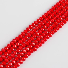 Novborcz 8mm Porcelain Red Rondelle Glass Beads for Jewelry Making 320pcs Faceted Briolette Shape Crystal Spacer Beads Assortments Supplies Accessories for Bracelet Necklace for Wholesale