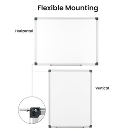 Magnetic White Board Hanging 36" x 48" for Office, Class, Home, Sliver Aluminum Frame, 1 Dry-Erase Eraser, 2 Multicolor Marker, 4 Magnetic Pins, Students, Teachers