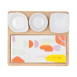 Quid Kaleido Bamboo Ceramic Snack Board, 23 x 19.5 x 3.5 cm, Wood