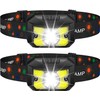 LED Headlamp Rechargeable 2 Pack, Headlight Flashlight with Red Lights