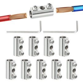 PATIKIL Steel Wire Rope Cable Clamp, 10 Pack M5 Wire Rope Clips 6.2mm Line Hole with End Screw Stopper and Wrench Silver Tone