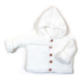 KSS Handmade White Hooded Unisex Baby Sweater/jacket 0-24 Months (24 Months)