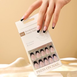 30Pcs Handmade Nails Press on Nails Medium Coffin SWEKKE French Tip Fake Nails Light Pink Full Cover White Nail Tip False Nails with Designs Glossy Glue on Nails Manicure Acrylic Nails for Women Girls