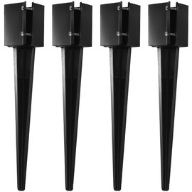 CRIZTA 4Pcs 24" Heavy Duty 4x4 Fence Post Anchor Ground Spike Metal Black Powder Coated - Mailbox Post Anchors. Length: 24 inches, Outer Dimension: 4” x 4” (Fit 3.5” x 3.5” Square Wood Post)