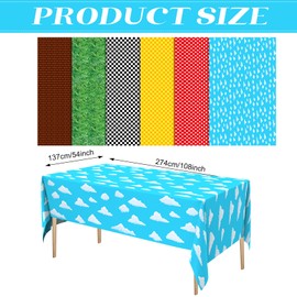 Hosuly 6 Pcs Story Tablecloth Toy Inspired Mari Birthday Party Decorations Super Brother Plastic Table Cover 54 x 108 Inch, Boy Story Baby Party Decorations Toy Inspired Story Party Supplies
