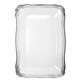 DecorLine Stylish Aristocrat Collection White/Silver Serving Trays - 13” x 9” (Pack of 2) - Durable Quality - Perfect for Entertaining & Events