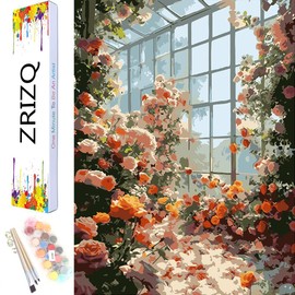 ZRIZQ Paint by Number for Adults Beginners,12" Wx16 L Canvas for Painting Kits for Adults in Colorful Box,Paint by Numbers for Home Wall Art Decor-Flowers Home