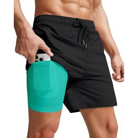 7 Inch Men Swim Trunks Compression Liner Quick Dry Swimwear Bikini Swimsuit Bathing Suit Water Shorts Beach Trip Essentials Summer Vacation Must Have Travel Accessories Need Gear Gift Item Gadget 2025