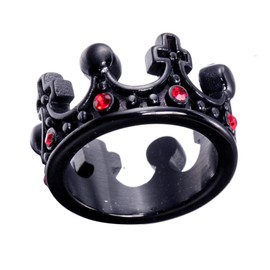 LAFATINA Gothic Kings Crown Cross Ring for Men Women Christian Christmas Baptism Easter Red Wedding Bands, Size 12