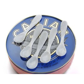 2 ea Mother of Pearl HAND CARVED Sea Shell Caviar Serving Spoons Serving 10.3cm