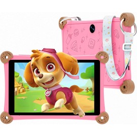 2025 Kids Tablet, 8 Inch Android Tablet for Kids 3-12 with KIDOZ Preinstalled,WiFi6 and Dual Camera, Kid Space, Parental Control, Adjustable Strap Included, Great Gift for Kids, Pink