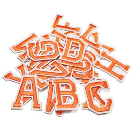 A-Z Alphabet Appliques, 52 parches termoadhesivos de 2 pulgadas, 2 juegos de parches de letras para ropa, manualidades de bricolaje, EJ-2018 (naranja)