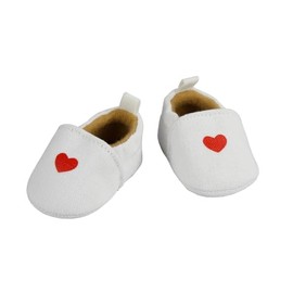 Heless 530 - Slippers for Dolls in White and with Heart, for Dolls and Cuddly Toys Size 38-45 cm