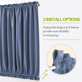 PONY DANCE Side Light Curtain for Front Door - Dual Rod Pocket Blackout Door Curtain for Privacy Window Drapery Including Bonus Adjustable Tieback, 25 x 60 inches, Blue Haze, 1 Piece